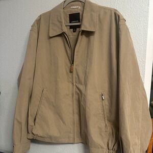 London Fog Mens Jacket Coat Beige/Camel Waist Length Zipped Pockets Collared  LG